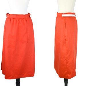 Vintage Orange Knee Length Wrap Skirt